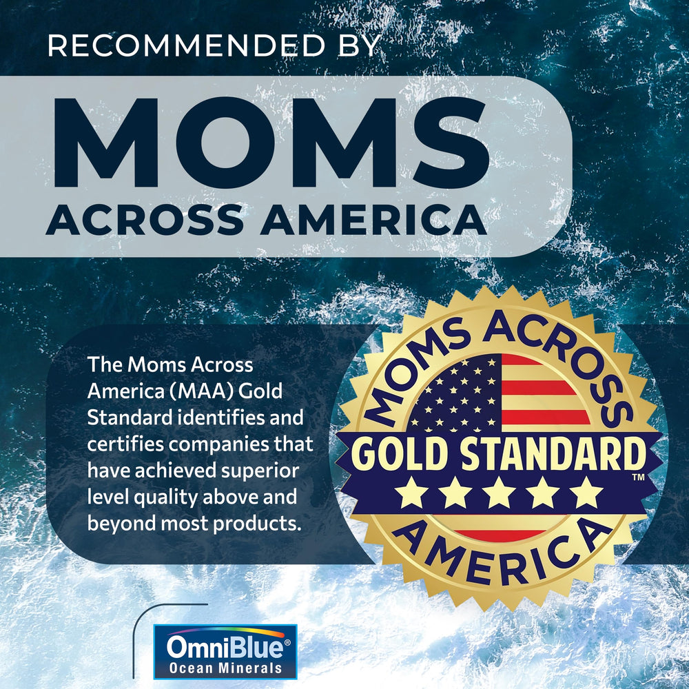 OmniBlue Ocean Minerals drops added to smoothie for mineral support