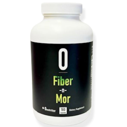 Omnitrition Fiber-N-Mor bottle front view showing a fiber-based daily supplement