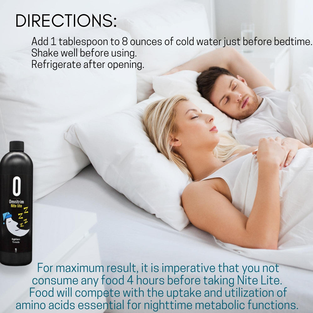 Omnitrition Nite Lite bottle sits on nightstand for bedtime routine planning.