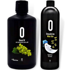 Omnitrition Omni IV liquid bottle shows micelle-enhanced absorption.