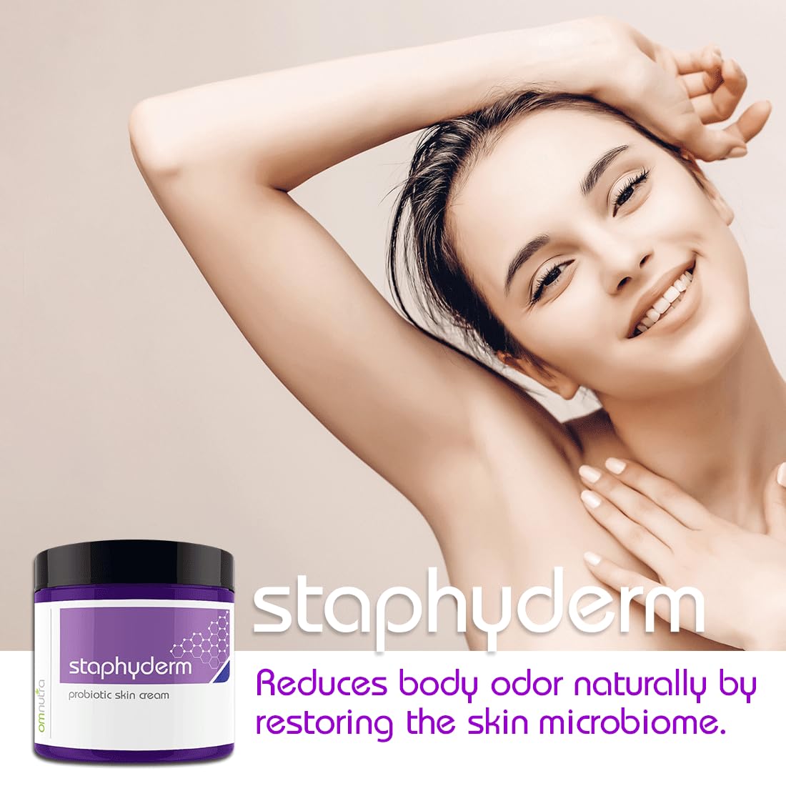 OmNutra Staphyderm application on skin demonstrates easy daily care