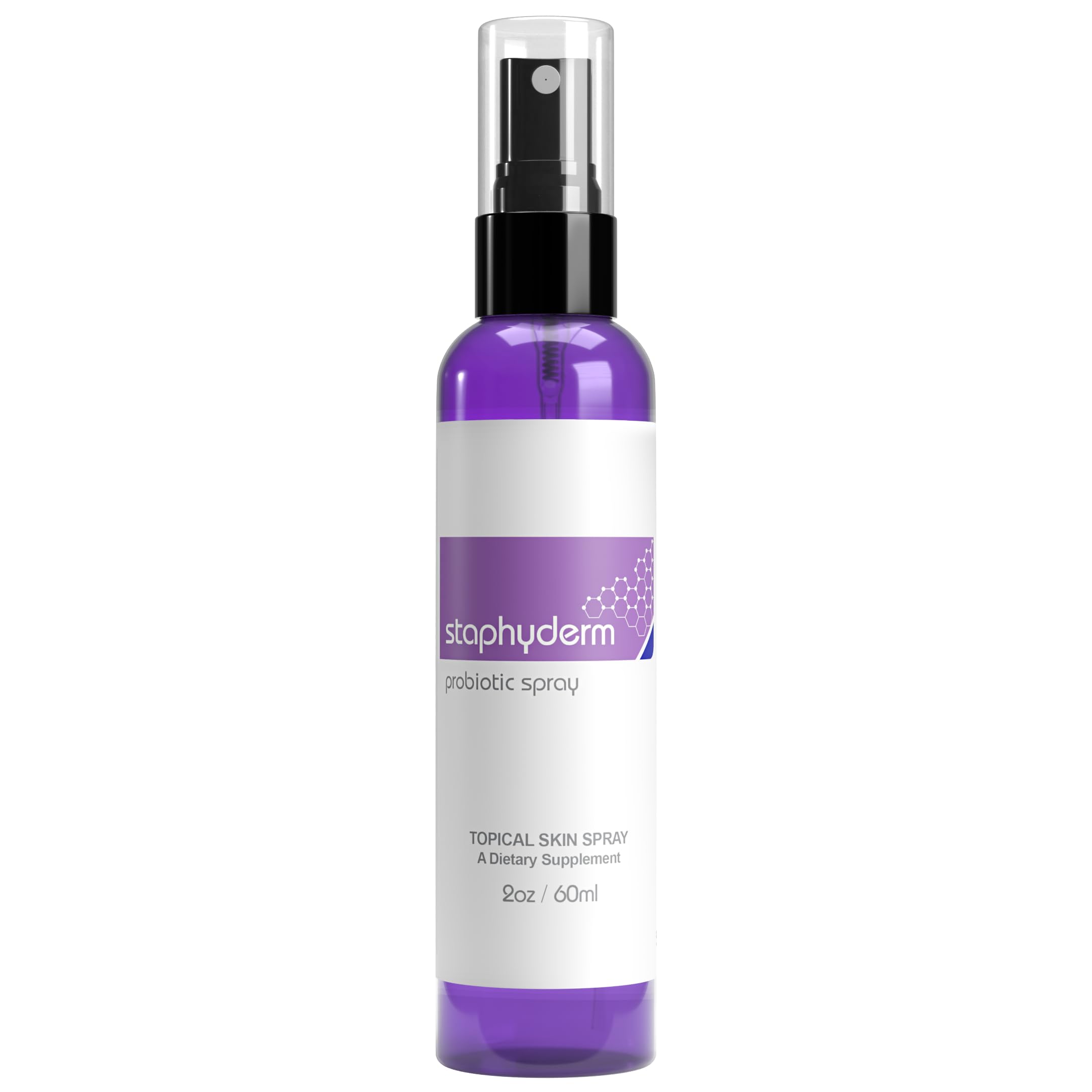 OmNutra Staphyderm bottle closeup showing probiotic formula for balanced skin