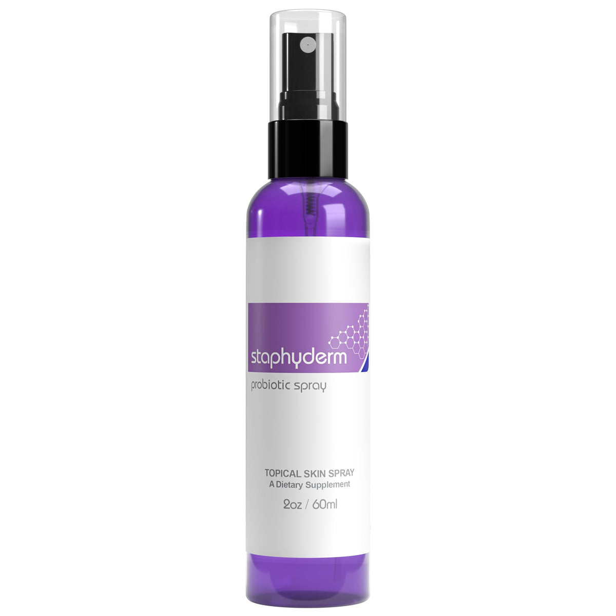 OmNutra Staphyderm bottle closeup showing probiotic formula for balanced skin