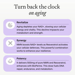 OMRE NMN + Resveratrol US-made packaging signaling high-quality manufacture