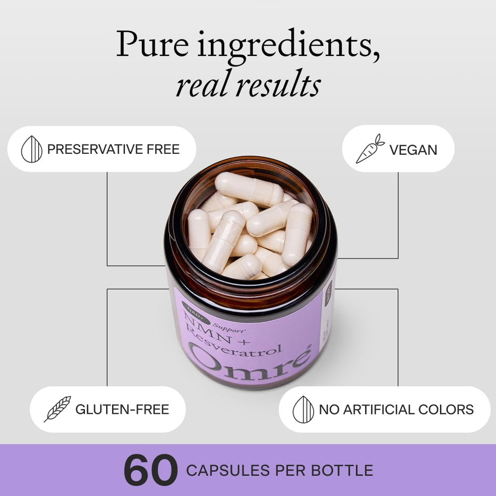 OMRE NMN + Resveratrol purity lab test seal confirming quality standards
