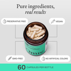 OMRE third-party testing seal on label indicating quality and purity