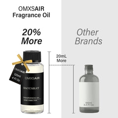 OMXSair Baccarat diffuser oil room scene evokes warm amber-cedar ambiance.