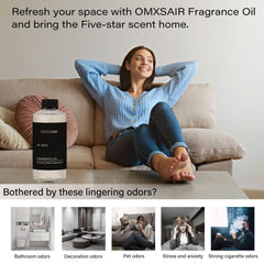 omxsair My Way diffuser oil close-up showing sandalwood and iris notes.