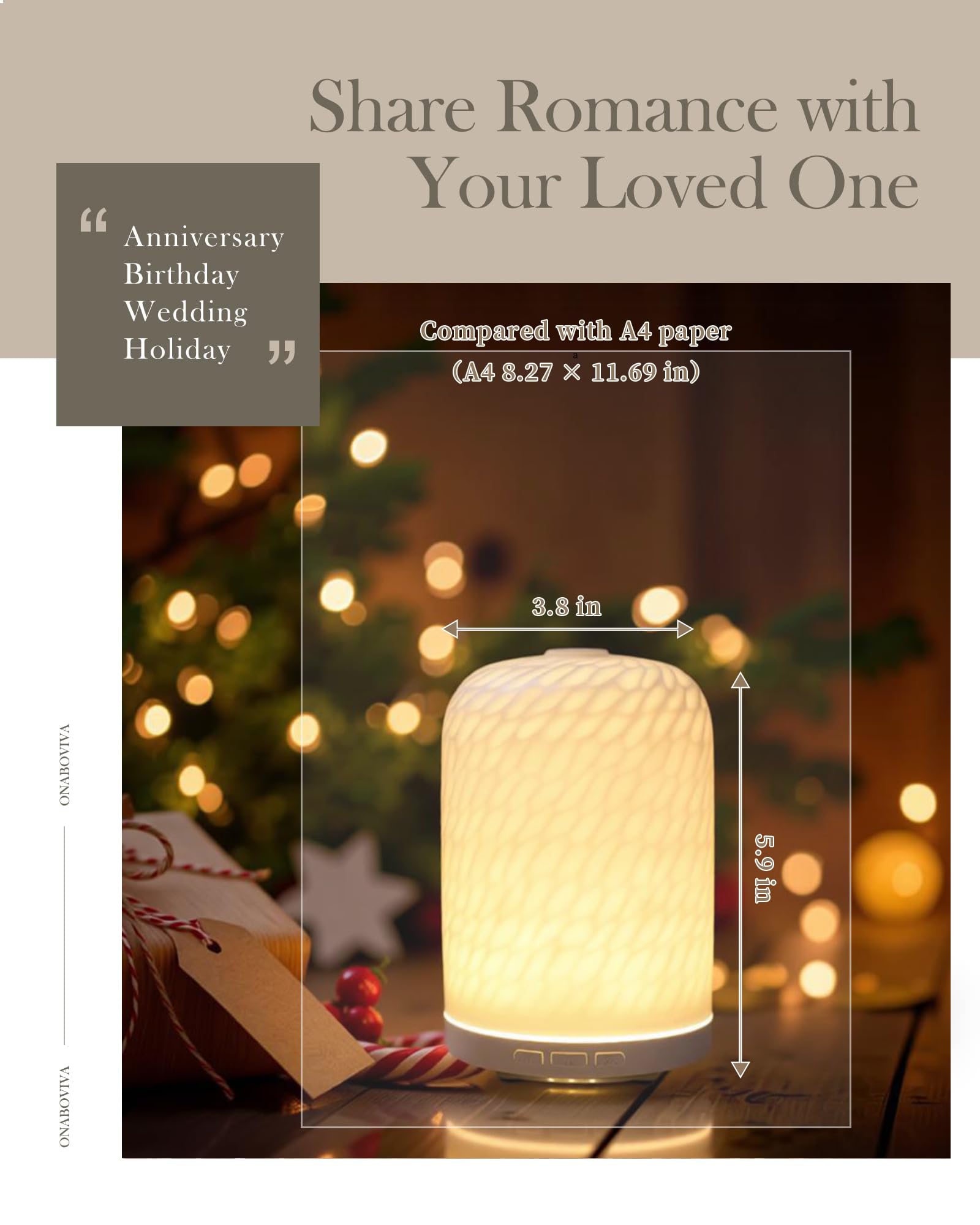 Onaboviva diffuser provides a warm ambient glow for evenings