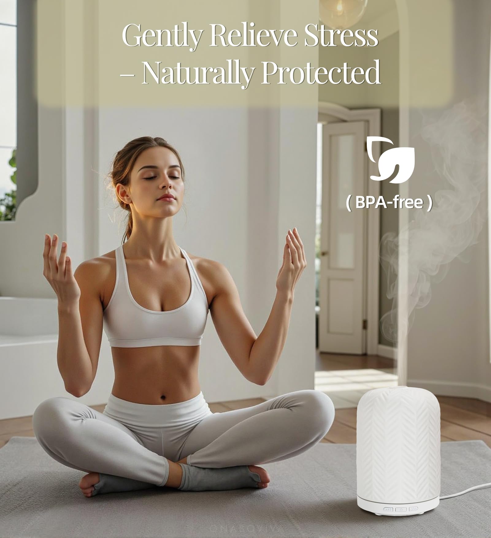 Onaboviva diffuser emits warm ambient light to enhance relaxation