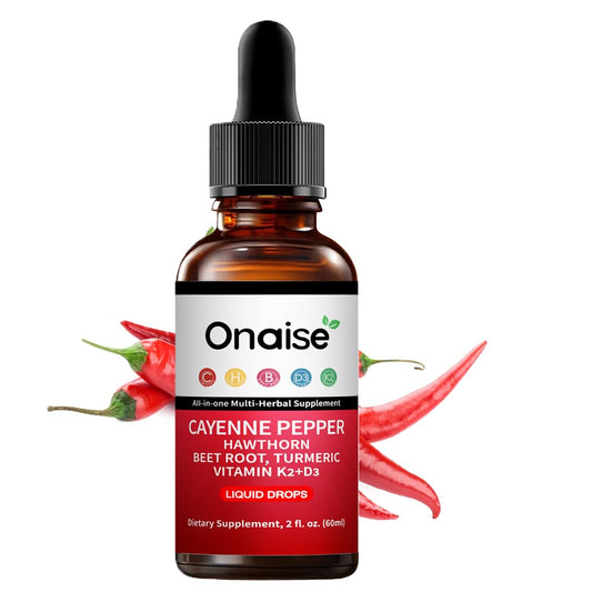 ONAiSE Cayenne Pepper Drops bottle front view for daily energy support.