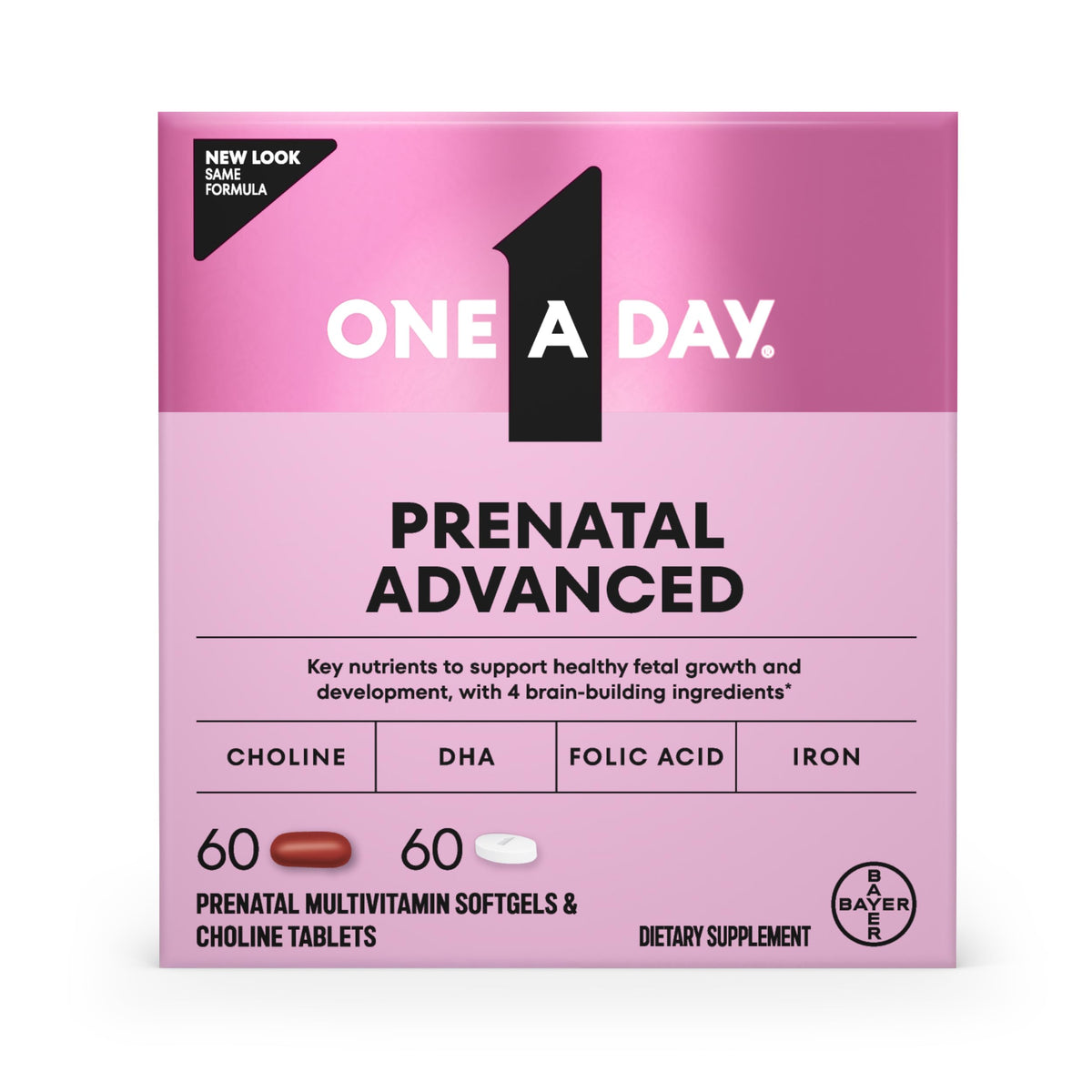 One A Day Prenatal Advanced bottle for convenient daily pregnancy use.