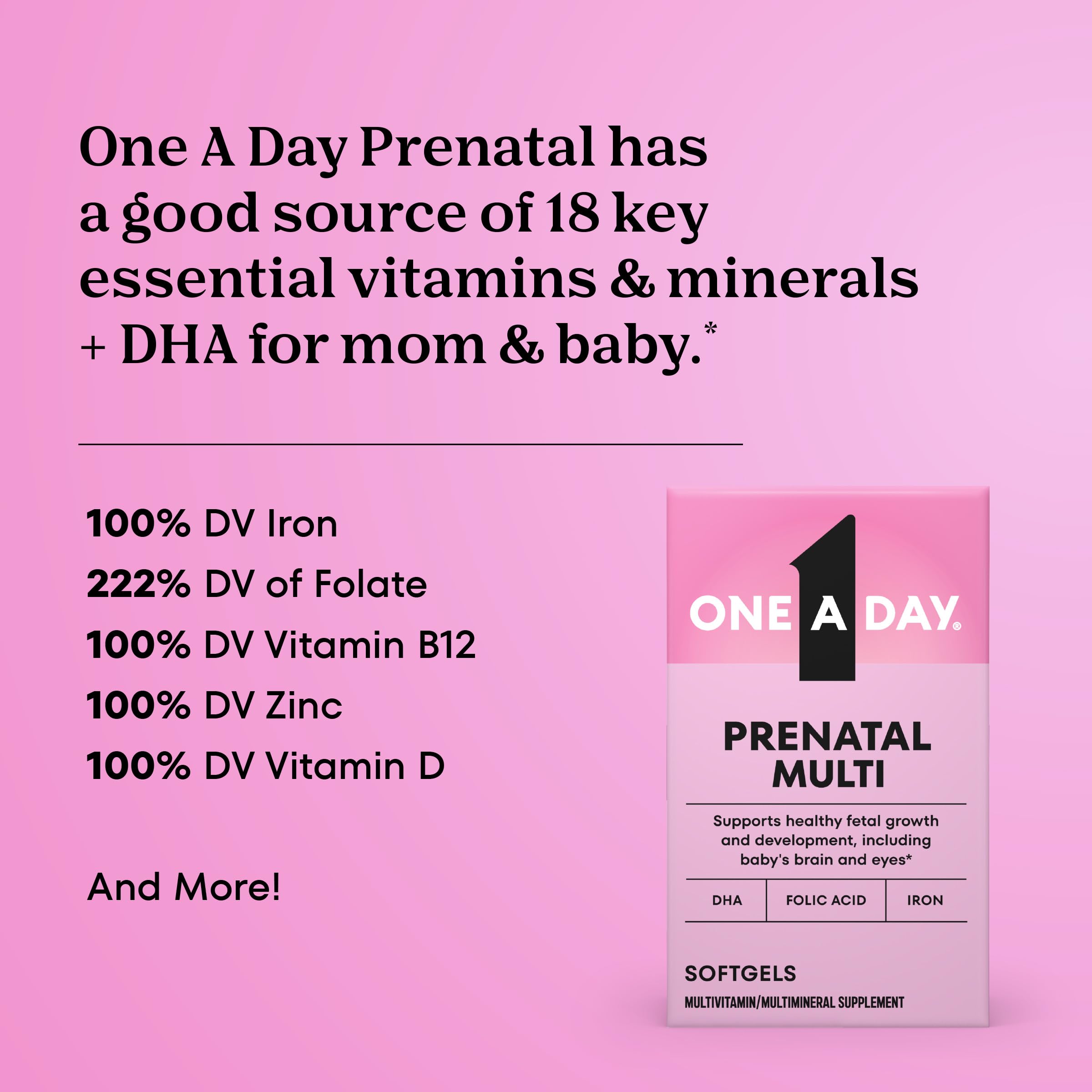One A Day Prenatal packaging indicating gluten-free and dairy-free formulation