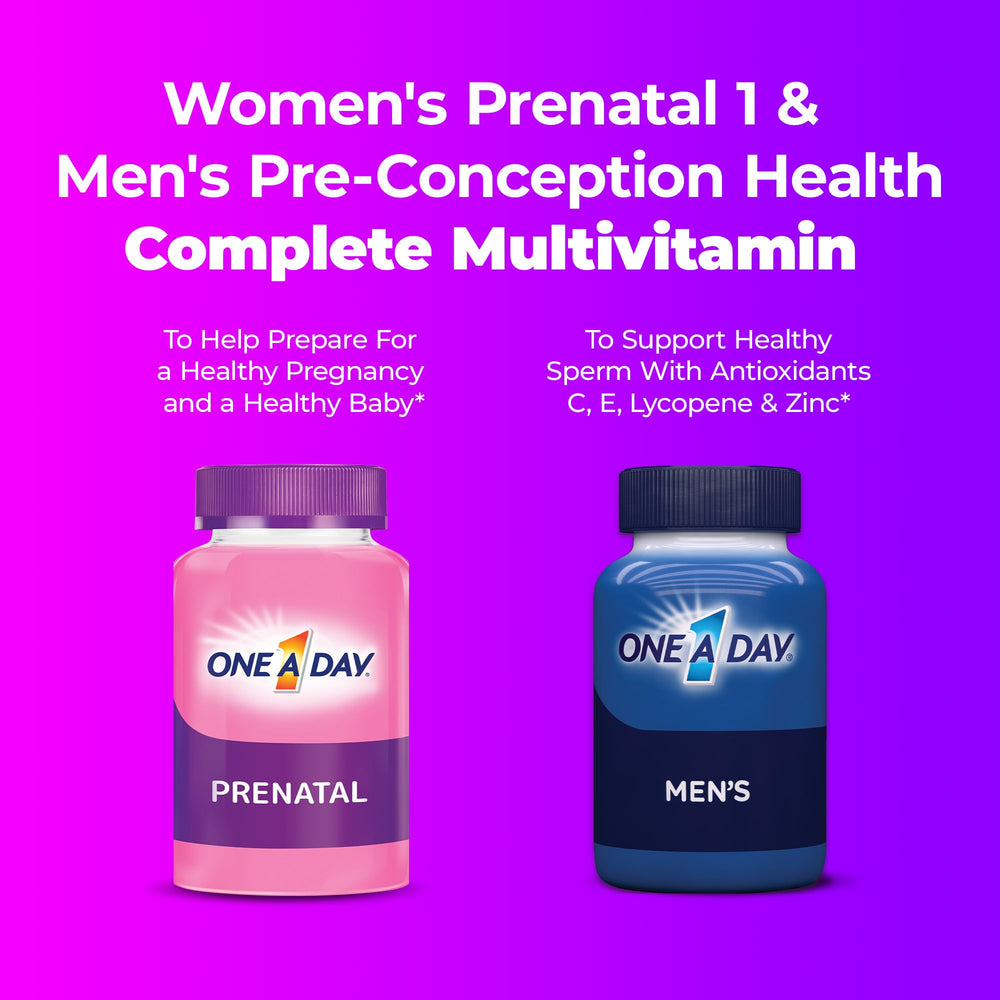 One A Day Women's Prenatal bottle top close-up focusing on daily vitamins.