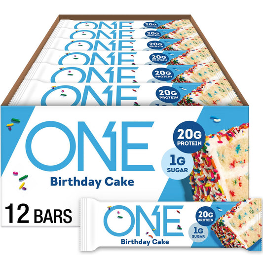 ONE Birthday Cake Bar Pack portable 20g protein snack.