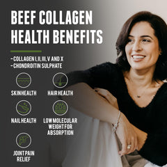 One Earth Health Grass Fed Beef Collagen powder with scoop showing convenient serving size