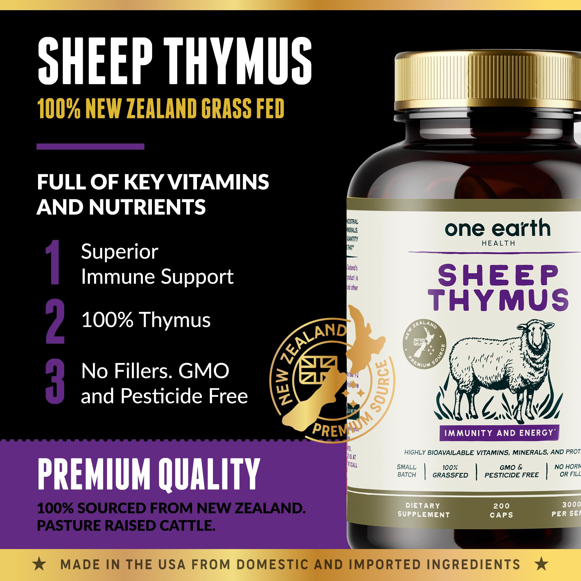 One Earth Health NZ pasture-grazed thymus, showcasing high-quality sourcing for herbal support.