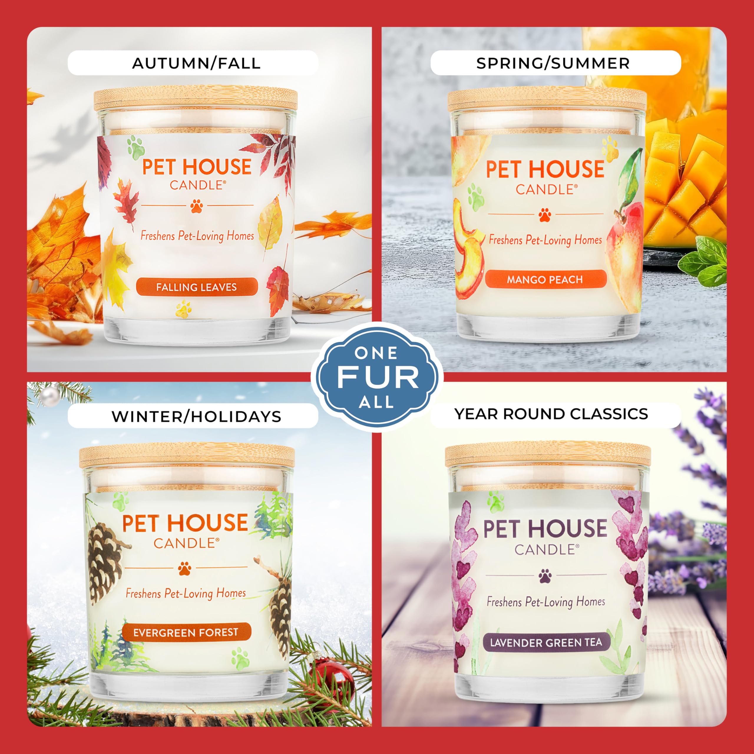 One Fur All holiday spice aroma creates festive ambience in living areas.