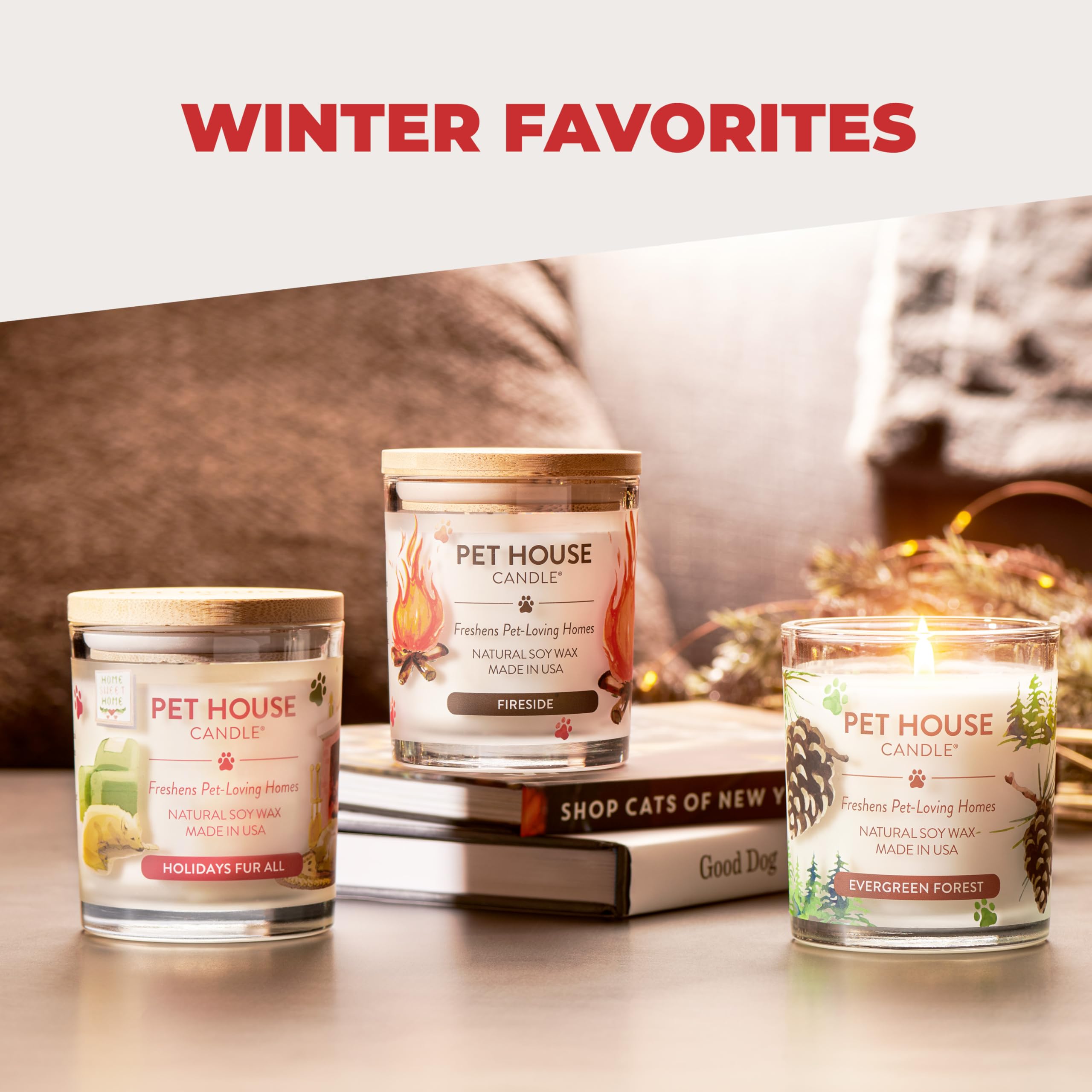 One Fur All USA-made candle ensuring quality and pet-friendly odor control.