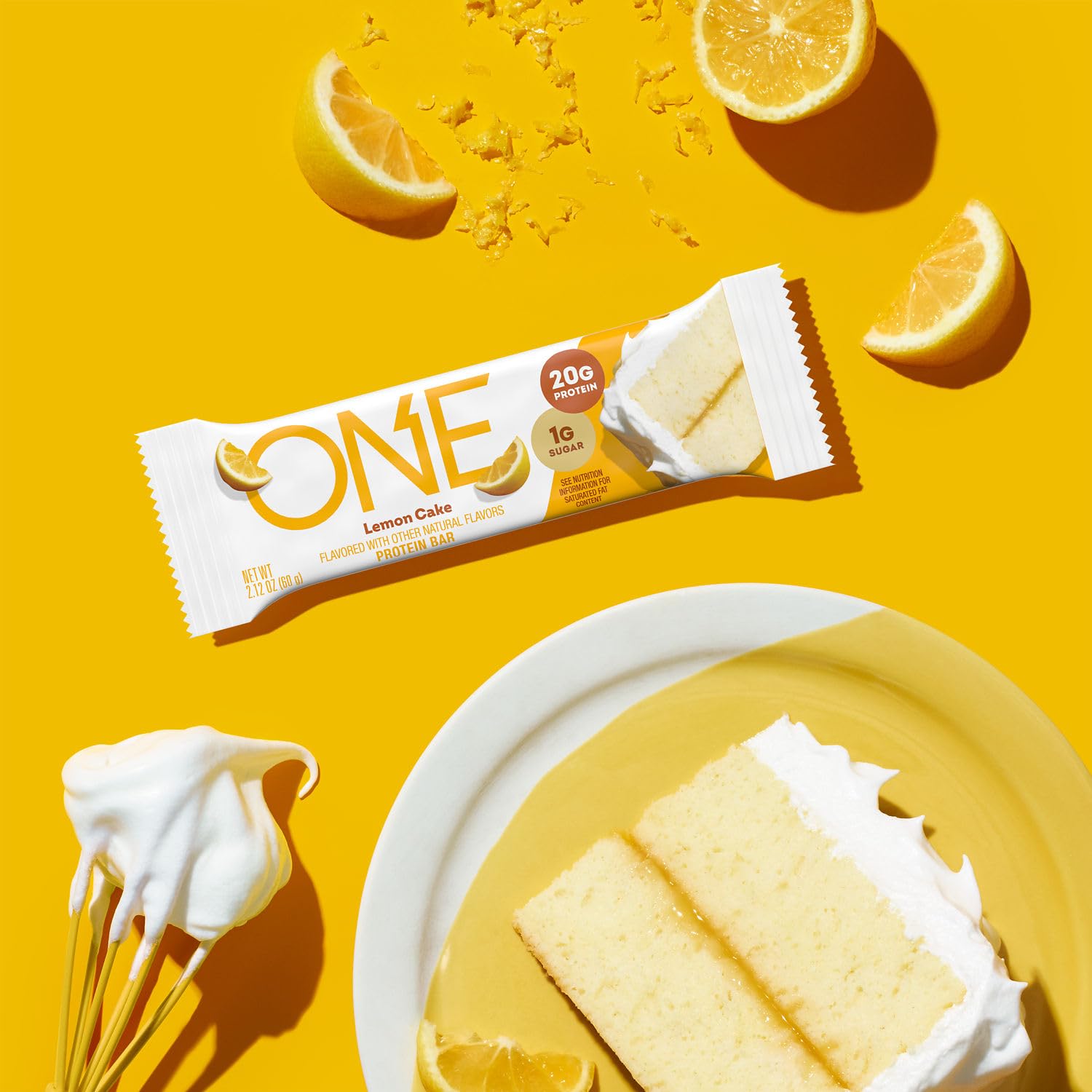 Box of 12 ONE Lemon Cake bars for pantry staples.