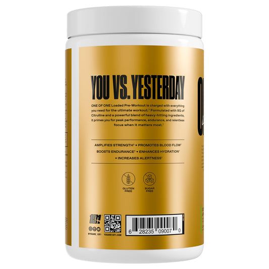 ONE OF ONE Loaded Pre-Workout scoop-dispense enables quick, accurate dosing for faster pre-workout prep.