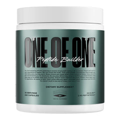 ONE OF ONE Peptide Builder bottle front showing muscle-building support for workouts