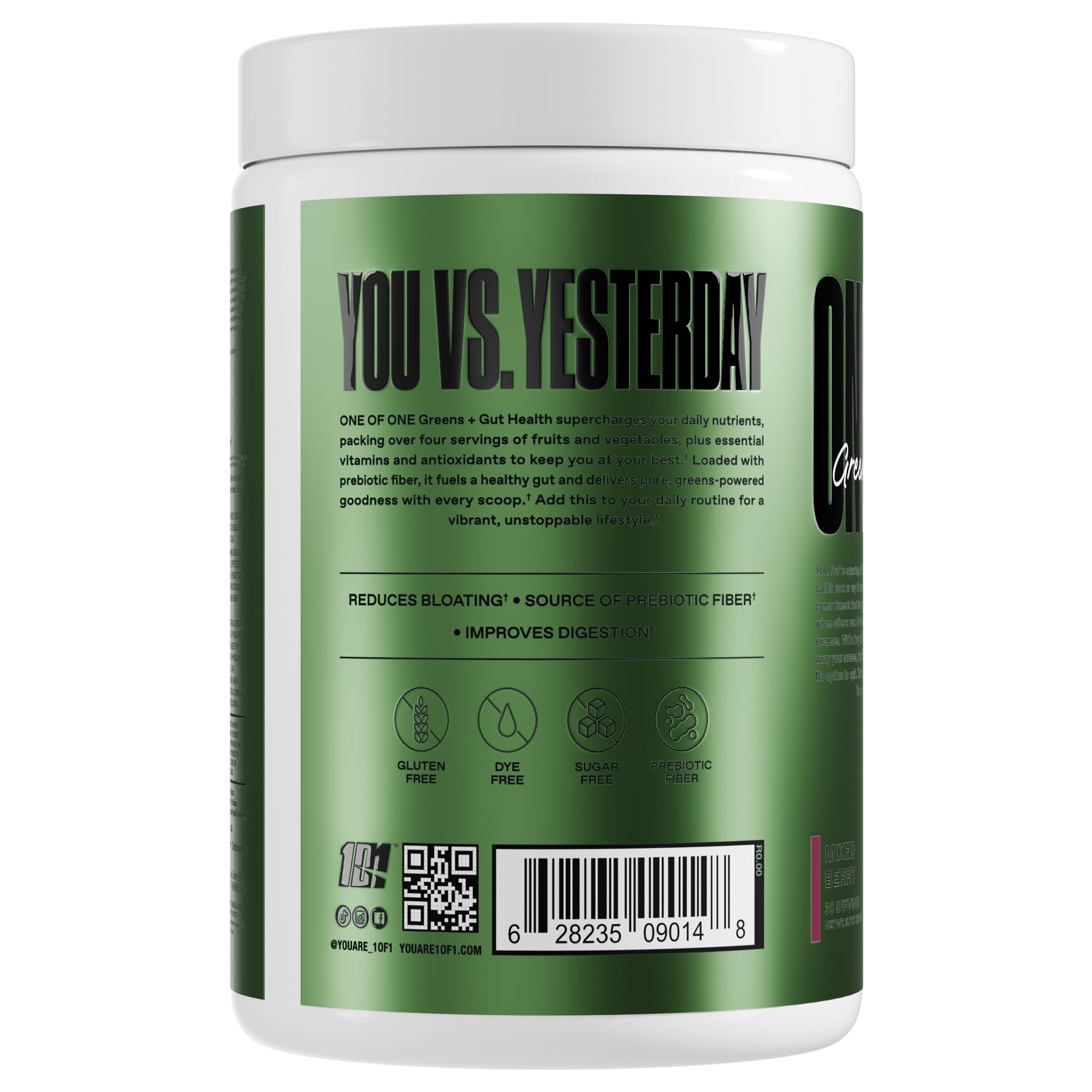 ONE OF ONE prebiotic fiber scoop supports gut health and digestion.