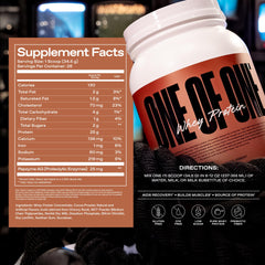 ONE OF ONE Whey made in USA cgmp label signals safety and quality