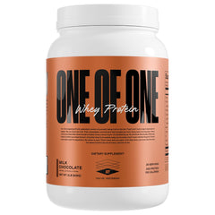 ONE OF ONE Whey protein powder tin showing premium protein for workouts and recovery