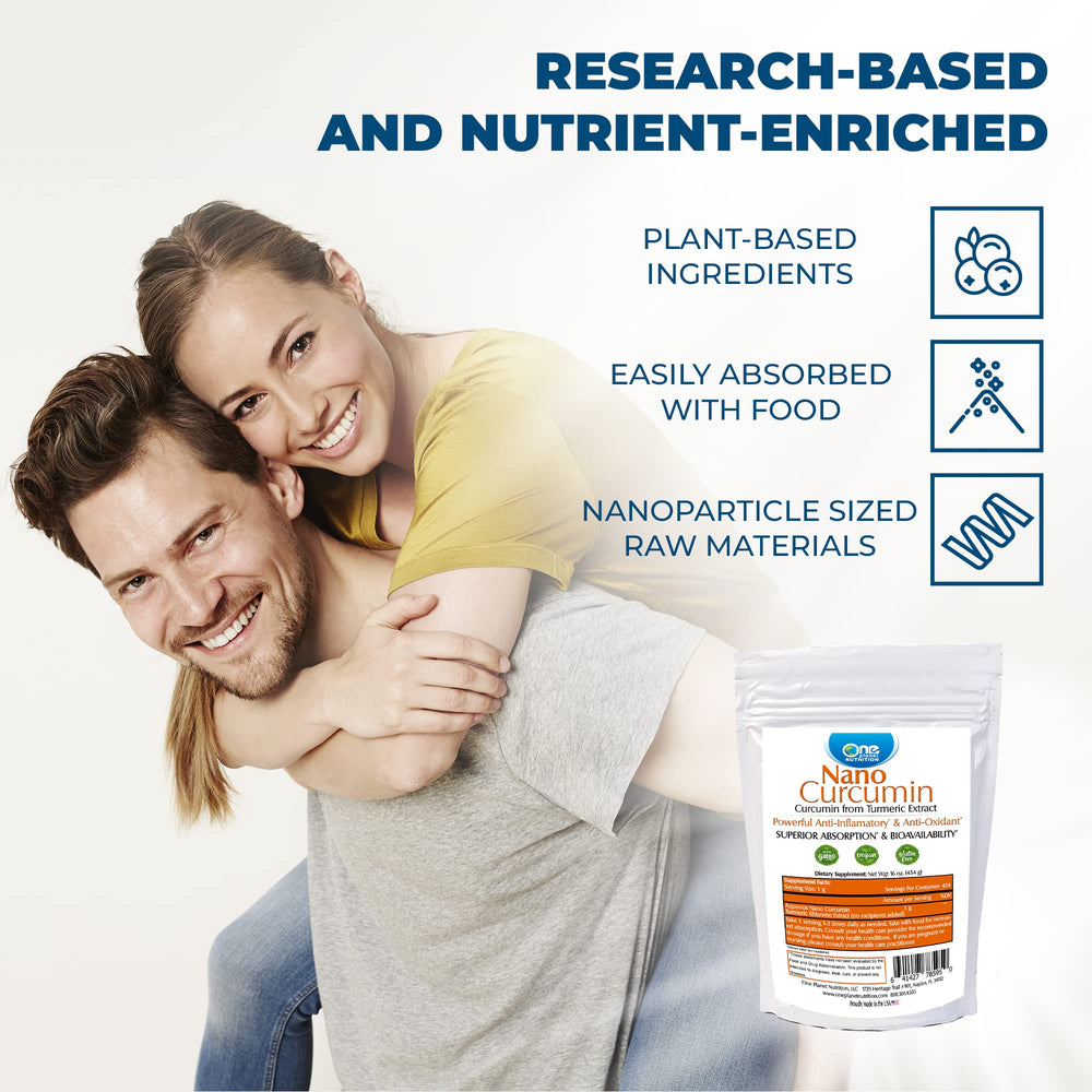 One Planet Nutrition Nano Curcumin Powder in tea cup for easy daily use