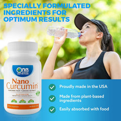 Closeup of Nano Curcumin capsules highlighting nano-size particles.