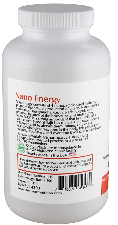 Ingredients panel showing ginseng, shilajit, ashwagandha, EGCG.
