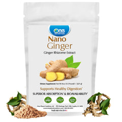 One Planet Nutrition Nano Ginger Root Powder bottle with nano-size particles for enhanced absorption.