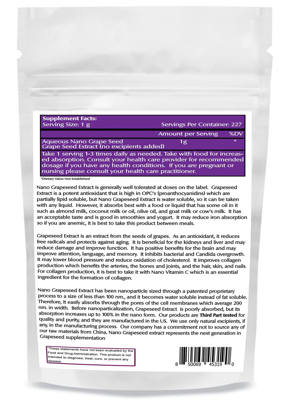 Scoop of grape seed powder ready to blend into smoothies and drinks.