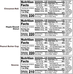 ONE Protein Bars Sampler back pack nutrition information helps with quick dietary planning.