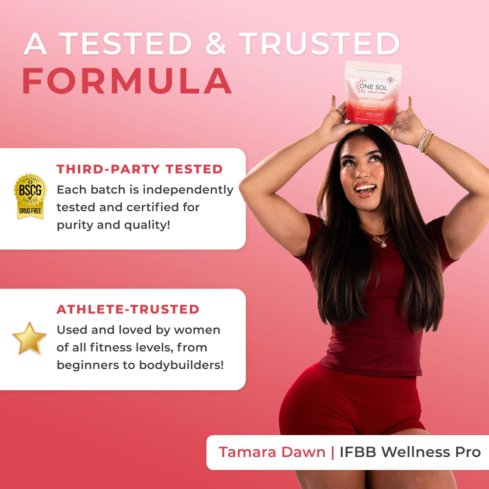 One Sol Creatine for Women glass of water; convenient daily ritual for workouts