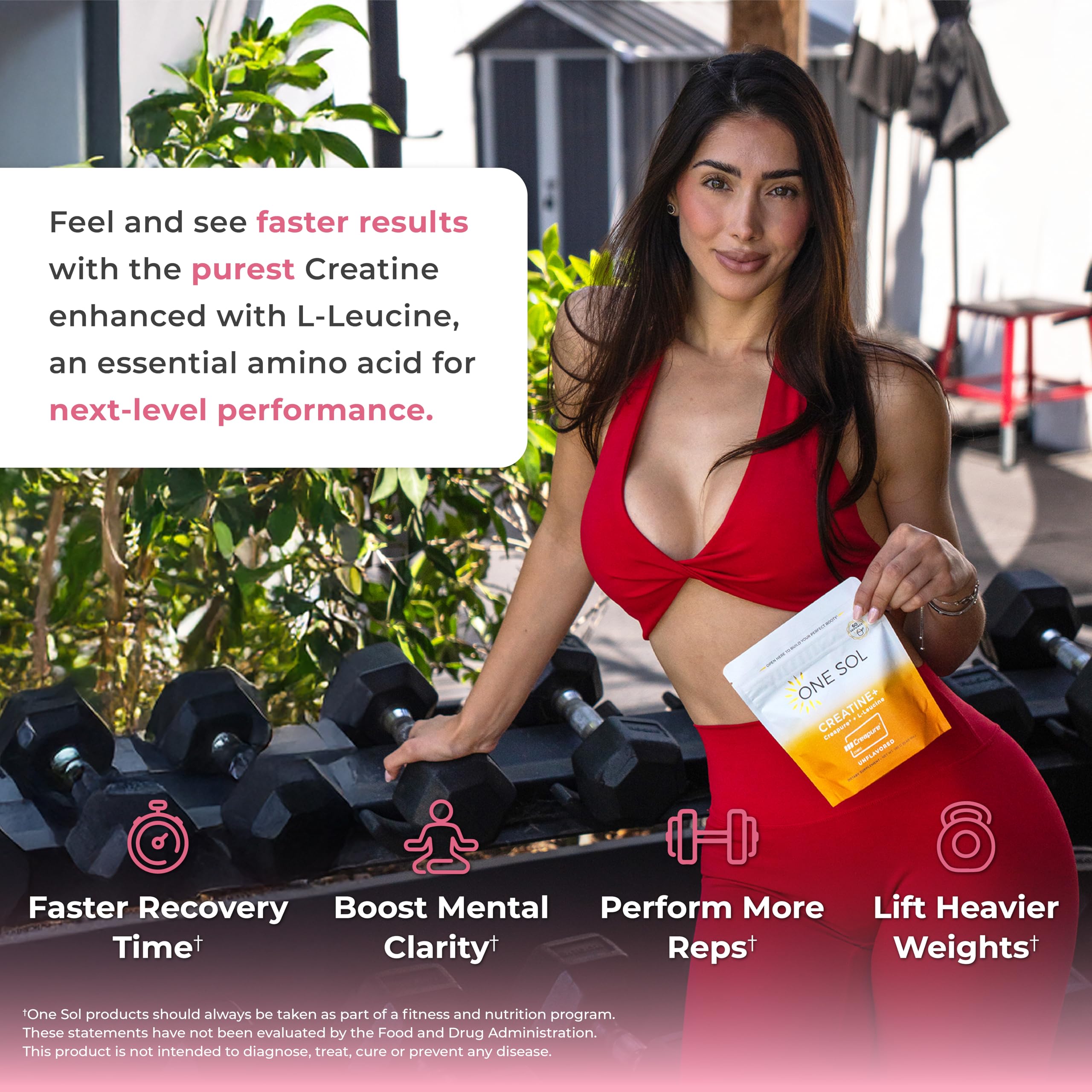 One Sol Creatine for Women leucine close-up highlighting recovery support