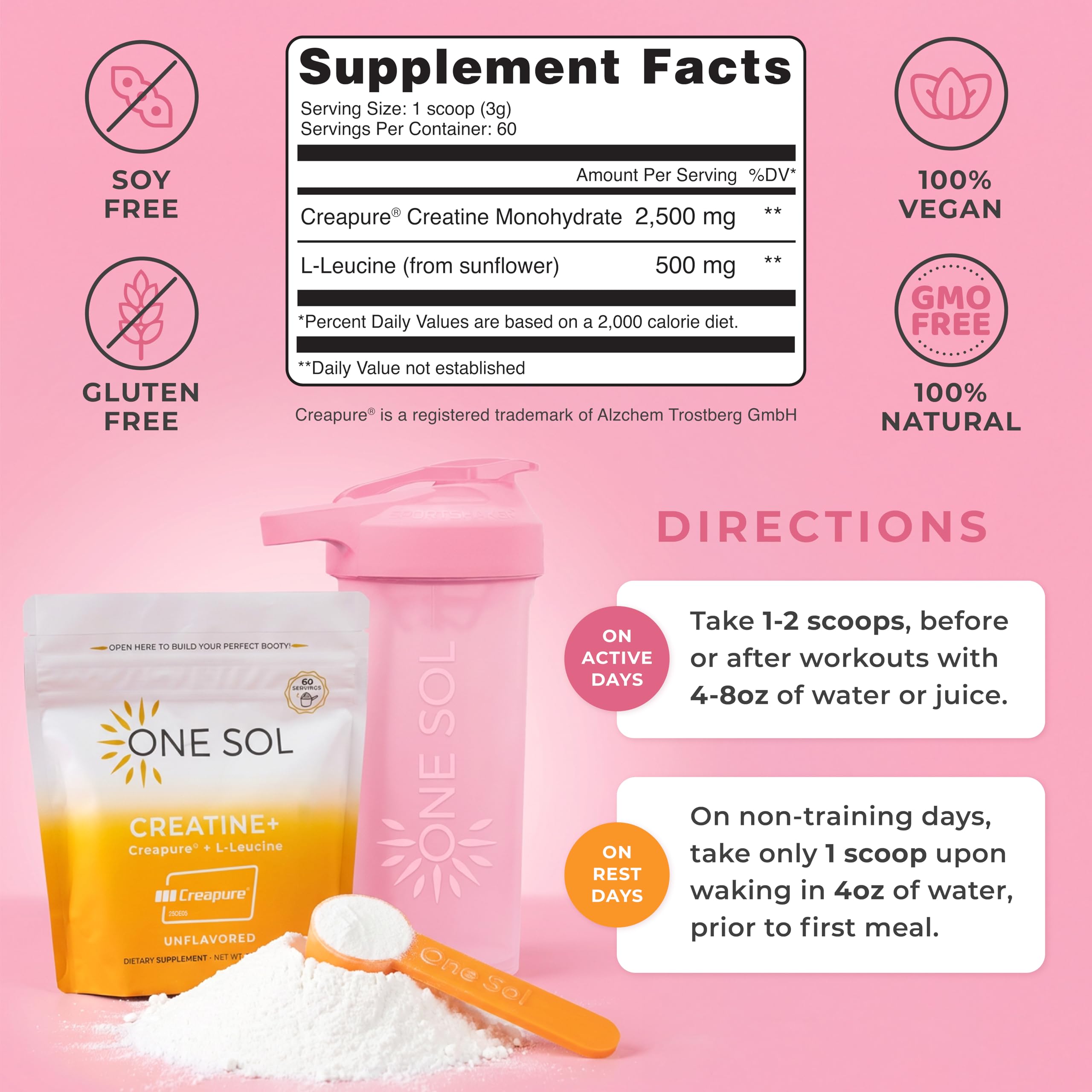 One Sol Creatine for Women scoop unflavored ready to mix