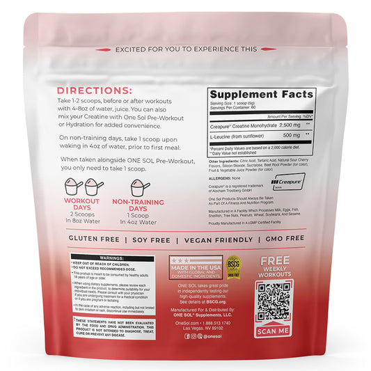 One Sol Creatine for Women scoop in glass; easy daily supplement for consistent gains