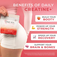 One Sol Creatine for Women Sour Cherry label; showcases flavor option with clean ingredients