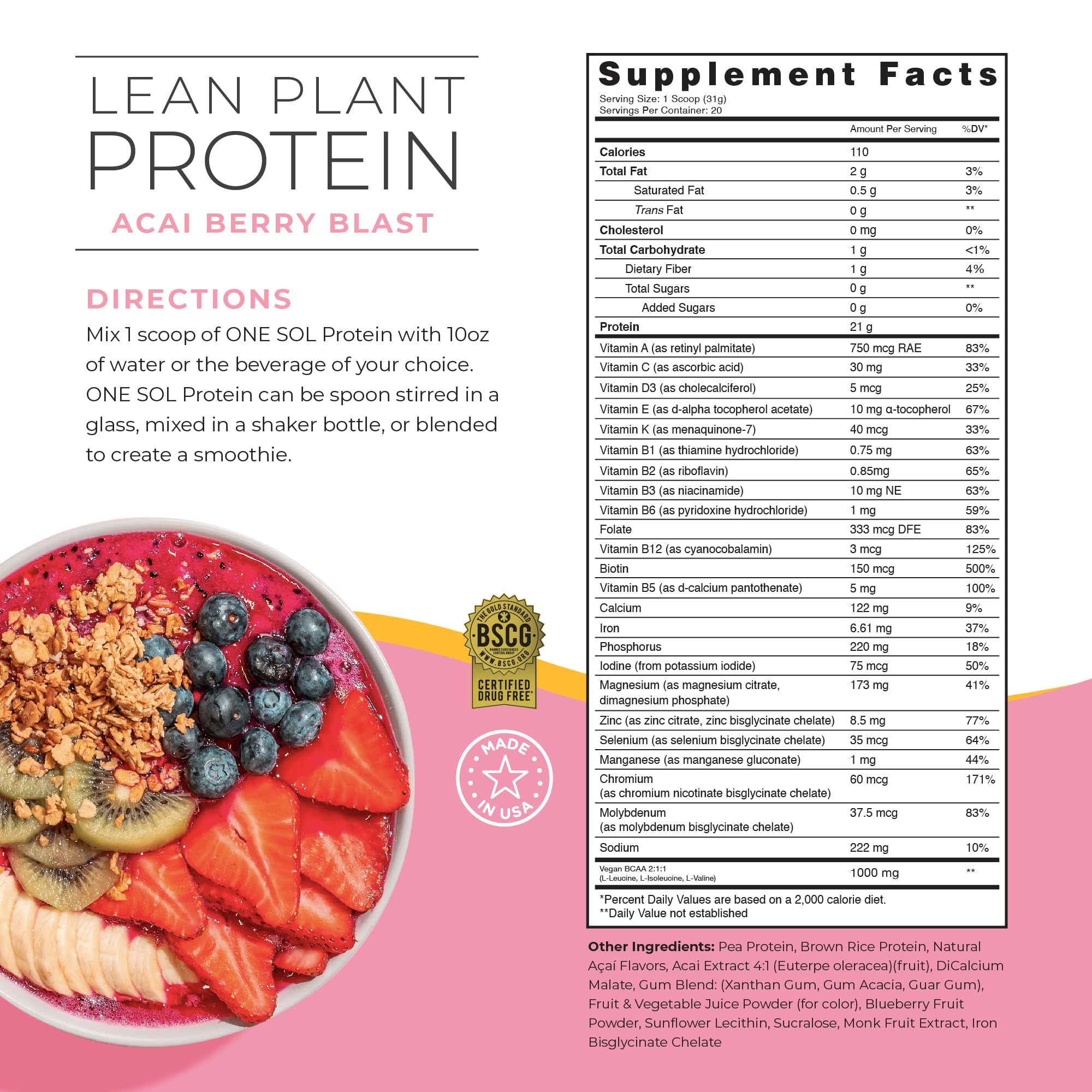 One Sol lean protein powder scoop ready for quick, convenient shakes