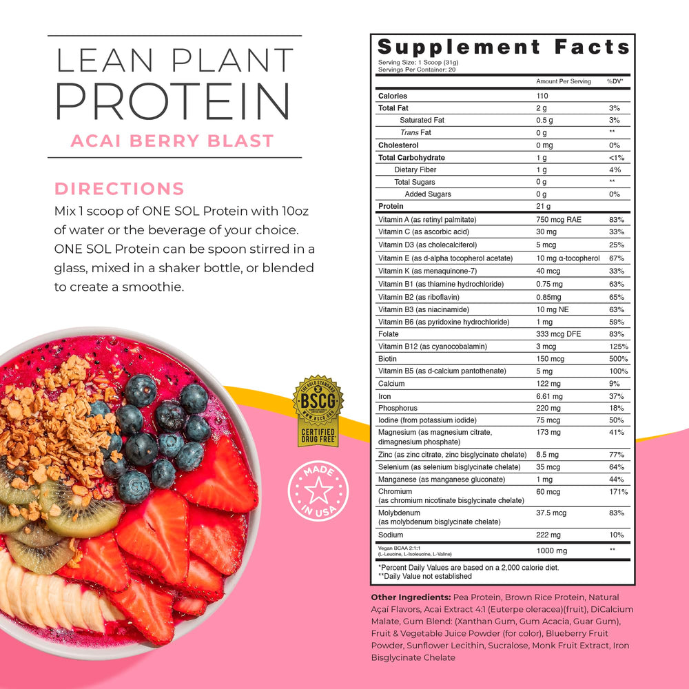 One Sol lean protein powder scoop ready for quick, convenient shakes