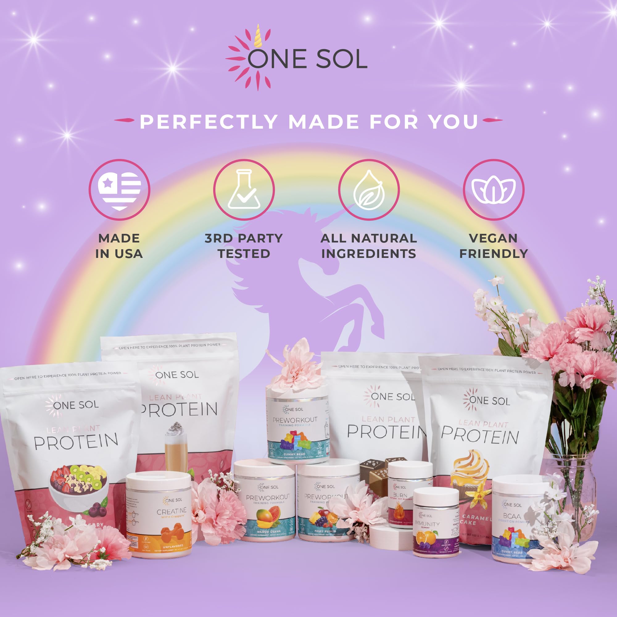One Sol no-added-sugar label highlights clean, mindful nutrition options.