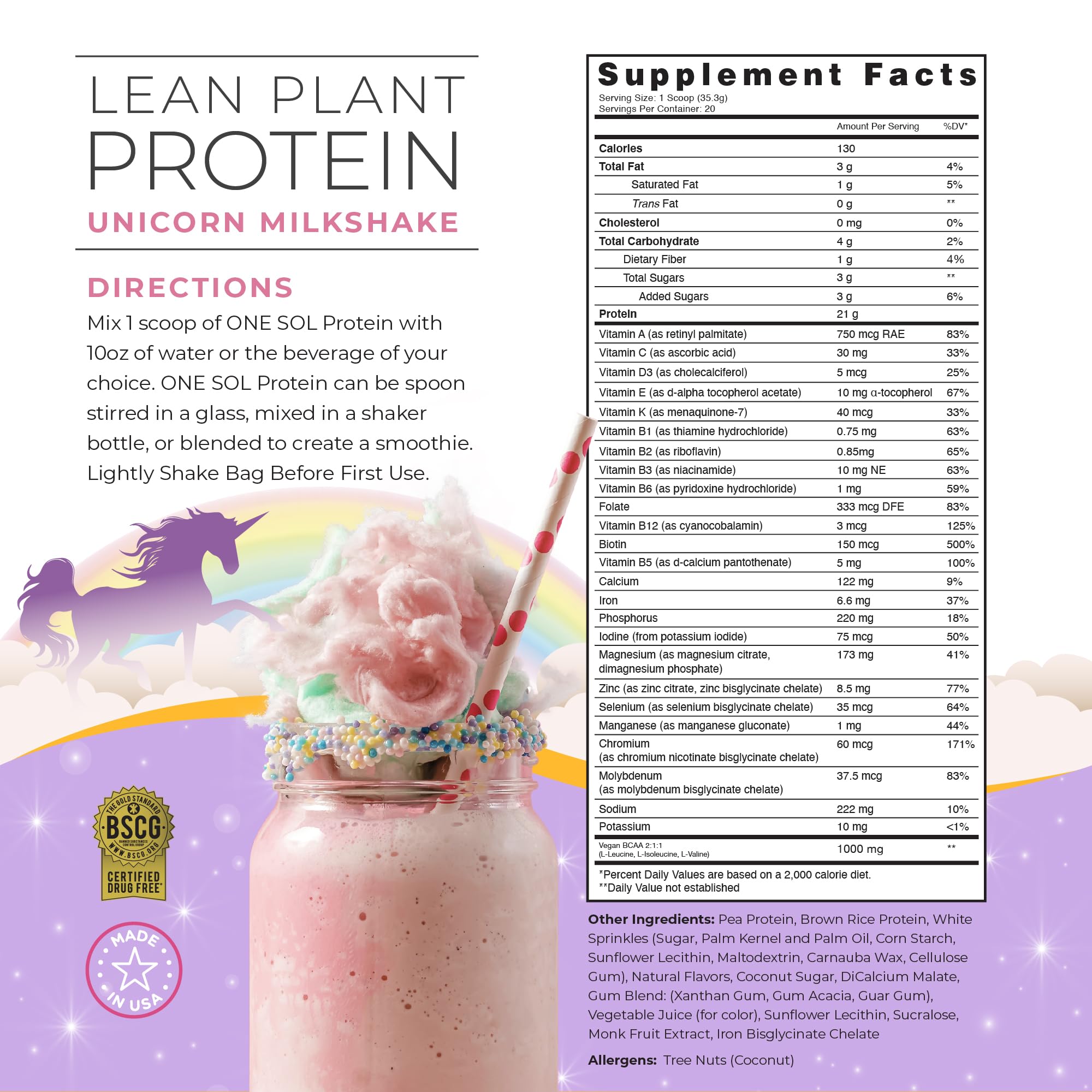 One Sol pea protein scoop, convenient serving for quick shakes and snacks.