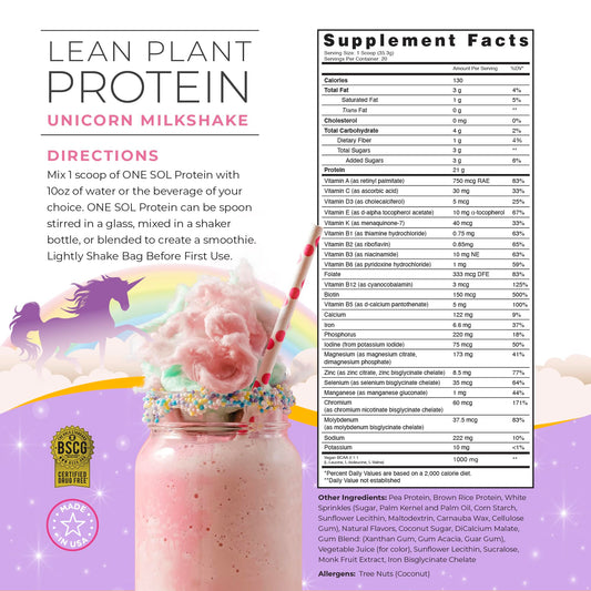 One Sol pea protein scoop, convenient serving for quick shakes and snacks.
