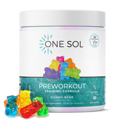 One Sol Pre-Workout for Women bottle showcasing the natural formula for focused workouts