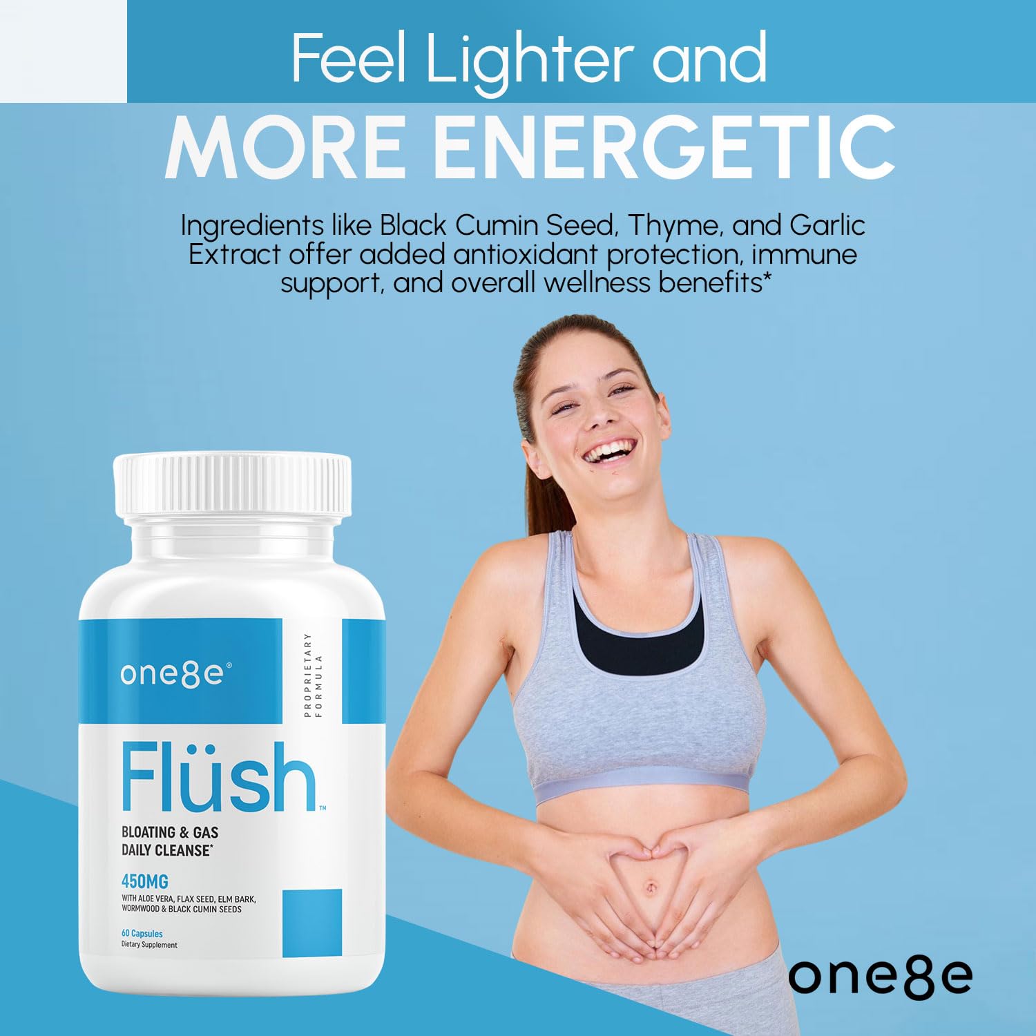 ONE8E Flüsh GMP label image reinforcing premium USA-made, third-party tested quality.