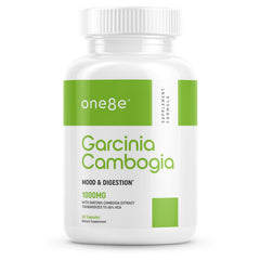 ONE8E Garcinia Cambogia bottle label shows GMP and non-GMO quality