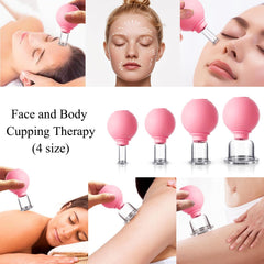 ONECUPPTOP 4-Size Plexi Glass Cupping Set for body areas like abdomen and limbs supports skin elasticity.