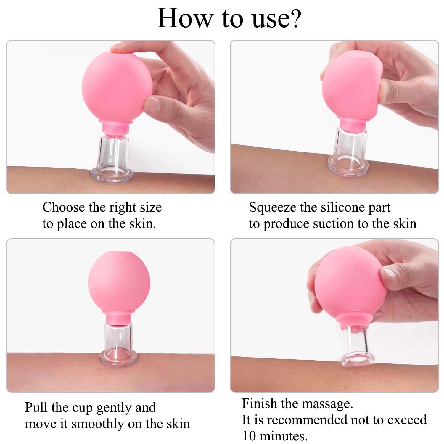 ONECUPPTOP 4-Size Plexi Glass Cupping Set for eyes targets delicate areas and helps reduce tension.